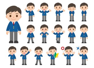 表情セット 男子学生 ブレザー