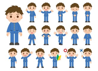 表情セット 男子学生 学生服