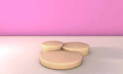 Stone podium in pink background. 3d Illustration