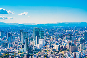 Fototapeta na wymiar 東京・六本木から見た渋谷の高層ビル ~ Skyscrapers in Tokyo, Japan ~