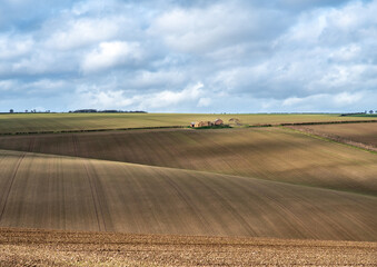Fototapeta premium Rolling hills and ploughed fields