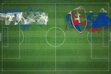 Honduras vs Slovakia Soccer Match, national colors, national flags, soccer field, football game,...