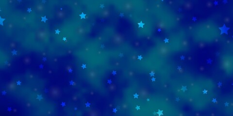 Light BLUE vector background with small and big stars.