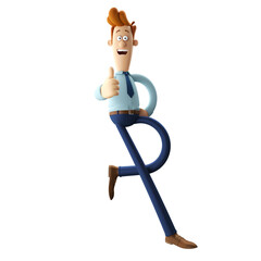 3d illustration of young funny office man, isolated
