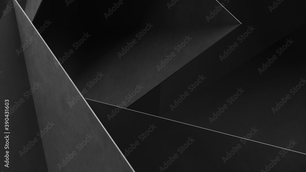 Wall mural abstract gray geometric shapes of triangles. concrete background. 3d rendering