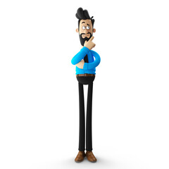 3d illustration of young funny office man, isolated