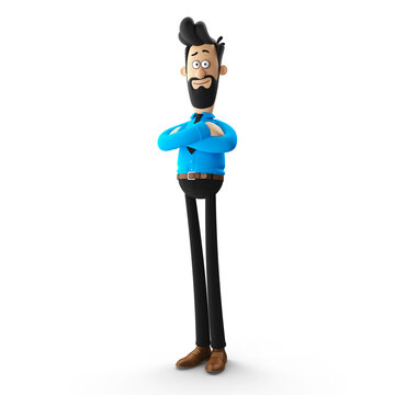 3d illustration of young funny office man, isolated