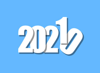 2021 Happy New Year background. 2021 Number on blue background. Outgoing 2020. 3D illustration.