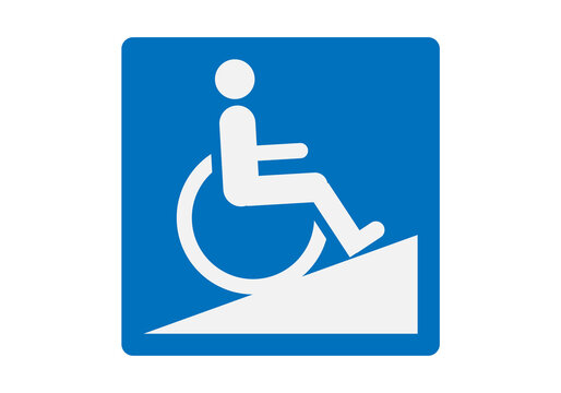 Se&ntilde;al de hombre en silla de ruedas subiendo cuesta.