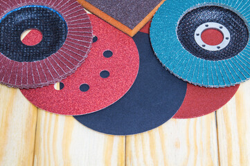 A set of abrasive tools for cleaning or sanding various objects