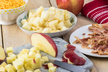 Delicious bacon apple creamy cheddar cheese soup.