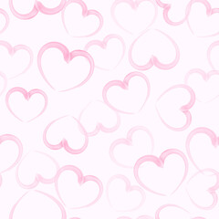 Romantic pattern with rotated painted hearts