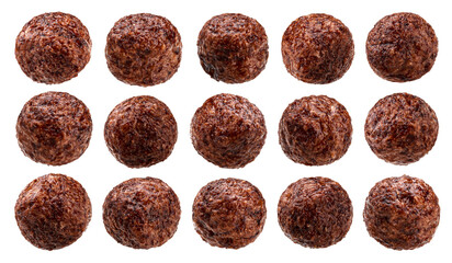 Chocolate Corn balls collection isolated on white background