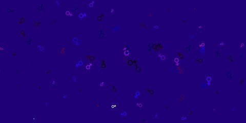 Light Blue, Red vector background with woman symbols.