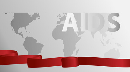 Awareness About AIDS. World day of fight against AIDS. red ribbon and planet earth. Vector illustration of EPS10.Great for printing banners, flyers, and other graphics