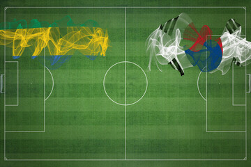 Gabon vs South Korea Soccer Match, national colors, national flags, soccer field, football game,...