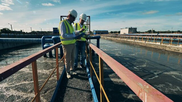 Engineers are inspecting probes from the wastewaters