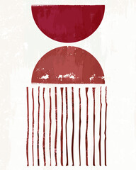 Illustration vector EPS 10 print hand draw painted abstract shapes geometry contemporary aesthetic boho mid century modern art Scandinavian nordic design style