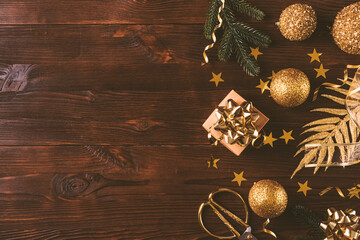 Festive Christmas composition with gift box