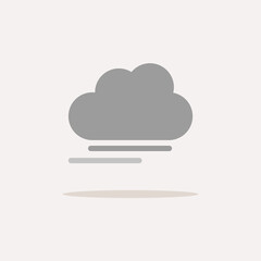 Fog and cloud. Color icon with shadow. Weather vector illustration