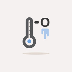 Frozen thermometer. Color icon with shadow. Weather vector illustration