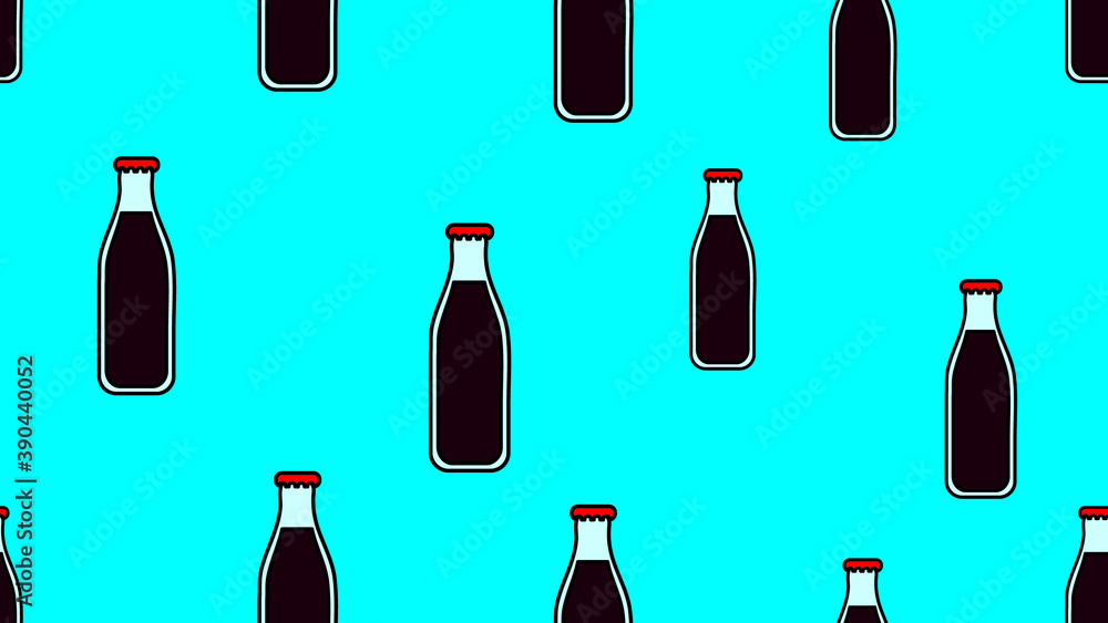 Poster vector illustation seamless pattern with isolated icons of plactic and glass bottles. world ocean po