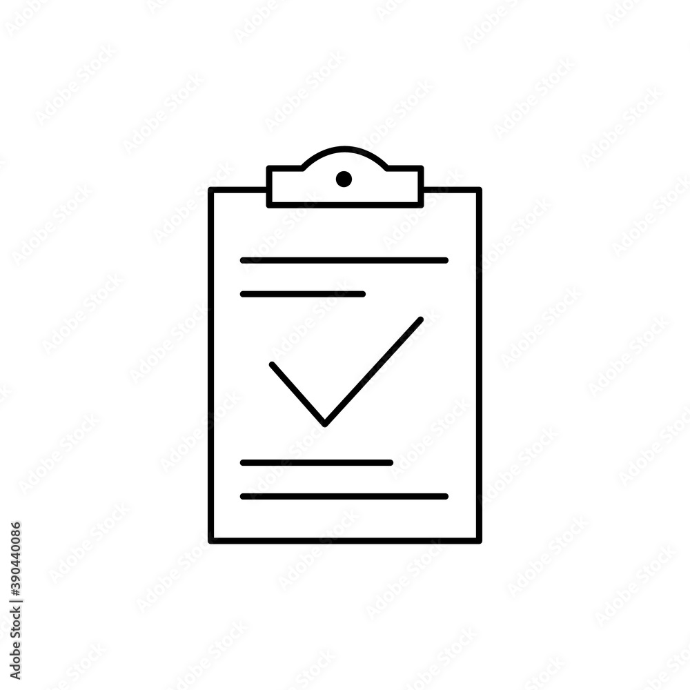 Poster checklist icon. approve clipboard linear symbol vector illustration. check mark line document icon. 