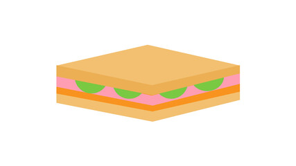 Breakfast, delicious start to the day. Simple sandwich with cheese and vegetables. Vector illustration cartoon flat icon isolated on white