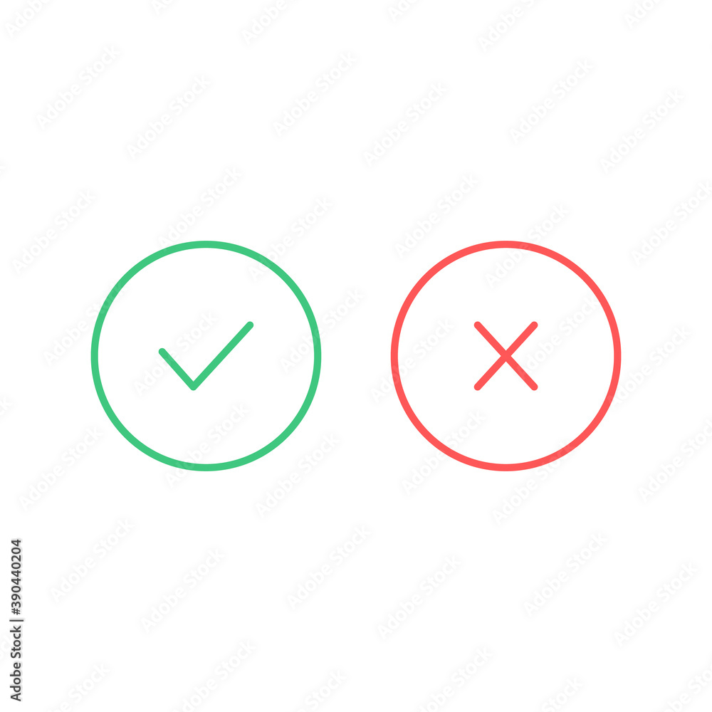 Poster true and false icon. check mark and cross set icon. yes or no symbol. vector illustration isolated o
