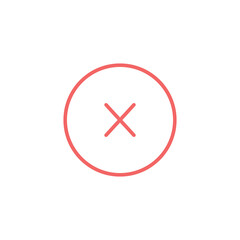 Wrong mark icon. False red symbol. Vector illustration isolated on white.