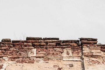 wall against the sky. brown brickwork on the building
