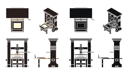 Gutenberg printing press, without outline.