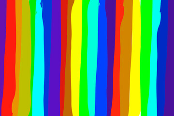 Vertical bright rainbow watercolor stripes abstract vector pattern.