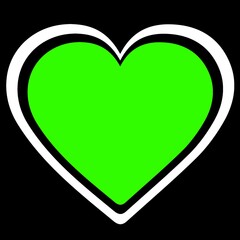Decorative silhouette of heart in a green colors on a black background