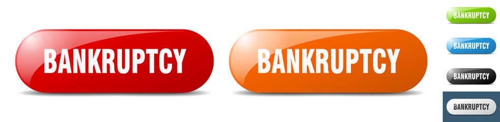 bankruptcy button. key. sign. push button set