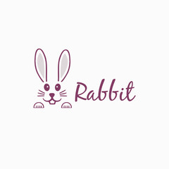 Rabbit head Logo. Cute cartoon bunny vector illustration