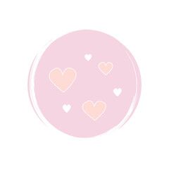 Cute lovely hearts icon logo vector illustration on circle with brush texture for social media story highlight