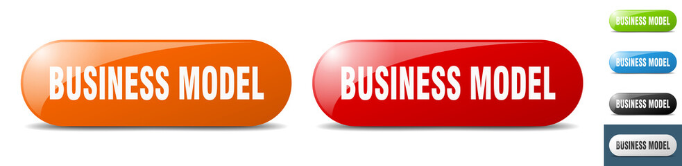 business model button. key. sign. push button set