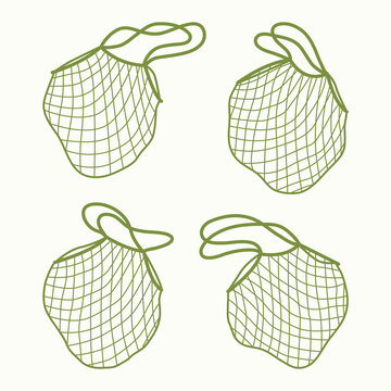Vector illustration of isolated reusable grocery shopping bags. Ecology care