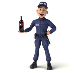 Fun 3D illustration of a cartoon Police Officer