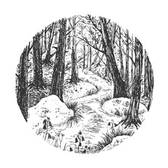 Forest natural landscape sketch