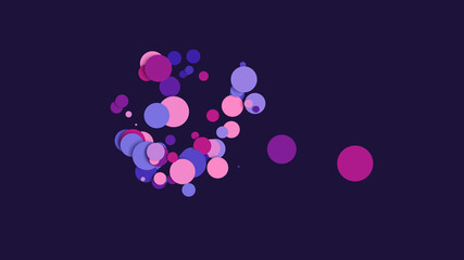 Colourful multi-sized paper confetti circles scattered on violet background