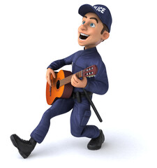 Fun 3D illustration of a cartoon Police Officer