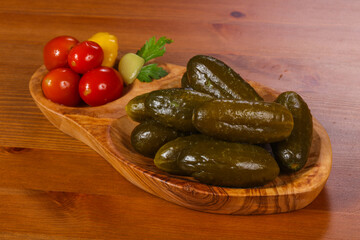 Pickled cucumbers in the bowl