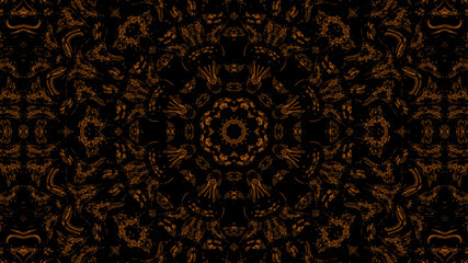 Dark symmetric kaleidoscope background with golden jewellery theme elements