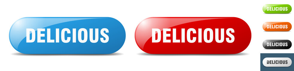 delicious button. key. sign. push button set