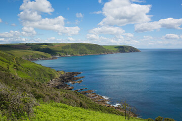 Cornwall coast view towards Lansallos near Lantic Bay 