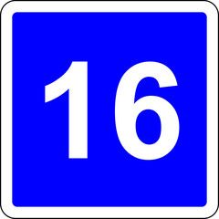 16 years allowed blue sign