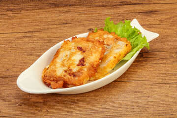 Roasted cod fish in bread