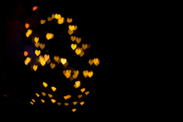 Black and gold background wallpaper postcard gold hearts bokeh shine luxury